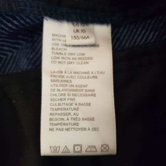 Urban Outfitters 100% Cotton Wide Leg Pleated Herringbone High Rise Blue Pant XS - Picture 12 of 13